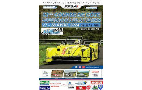Course de côte d 'Abreschviller les 27 et 28 avril 2024